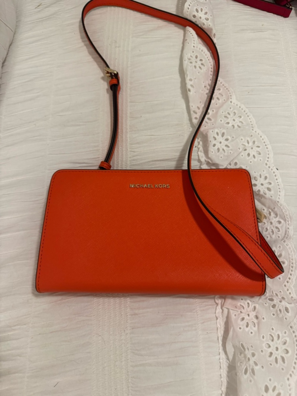 Michael Kors Orange Crossbody Saffiano Leather Bag